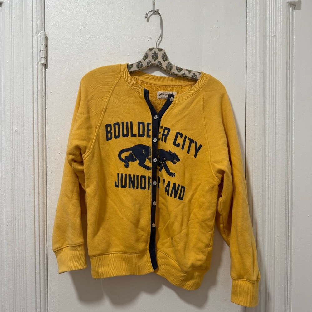 Free People Yellow Button-Up Sweatshirt